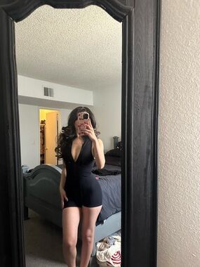 Black Deep V-Neck Short Romper